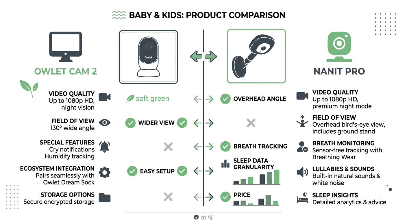 Nanit Pro vs Owlet Cam 2 비교