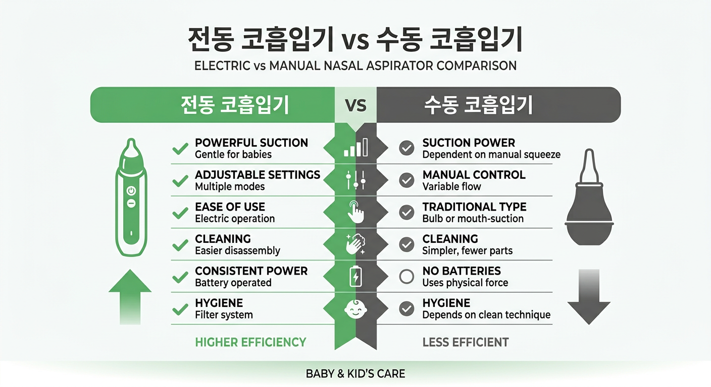 전동 코흡입기 vs 수동 코흡입기 비교