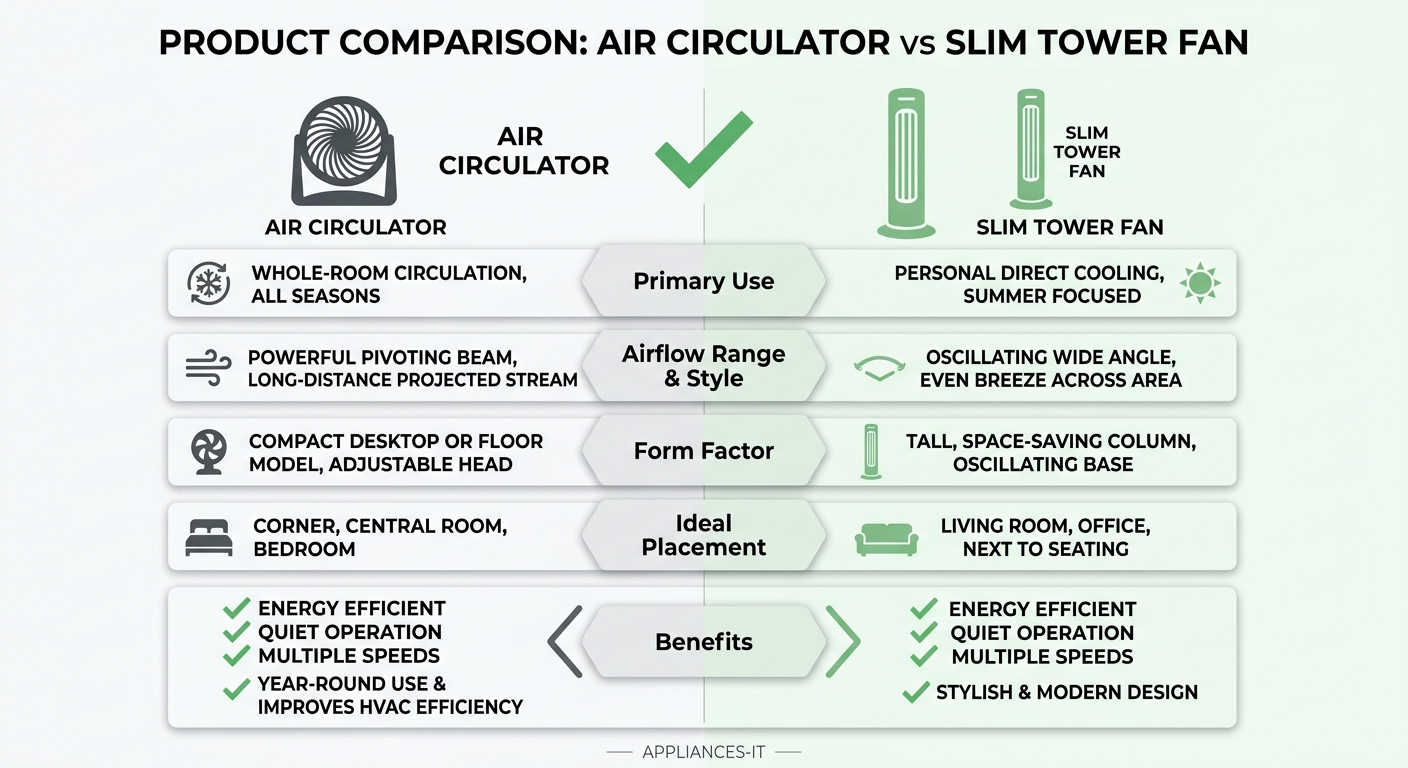 Air Circulator vs Slim Tower Fan 비교