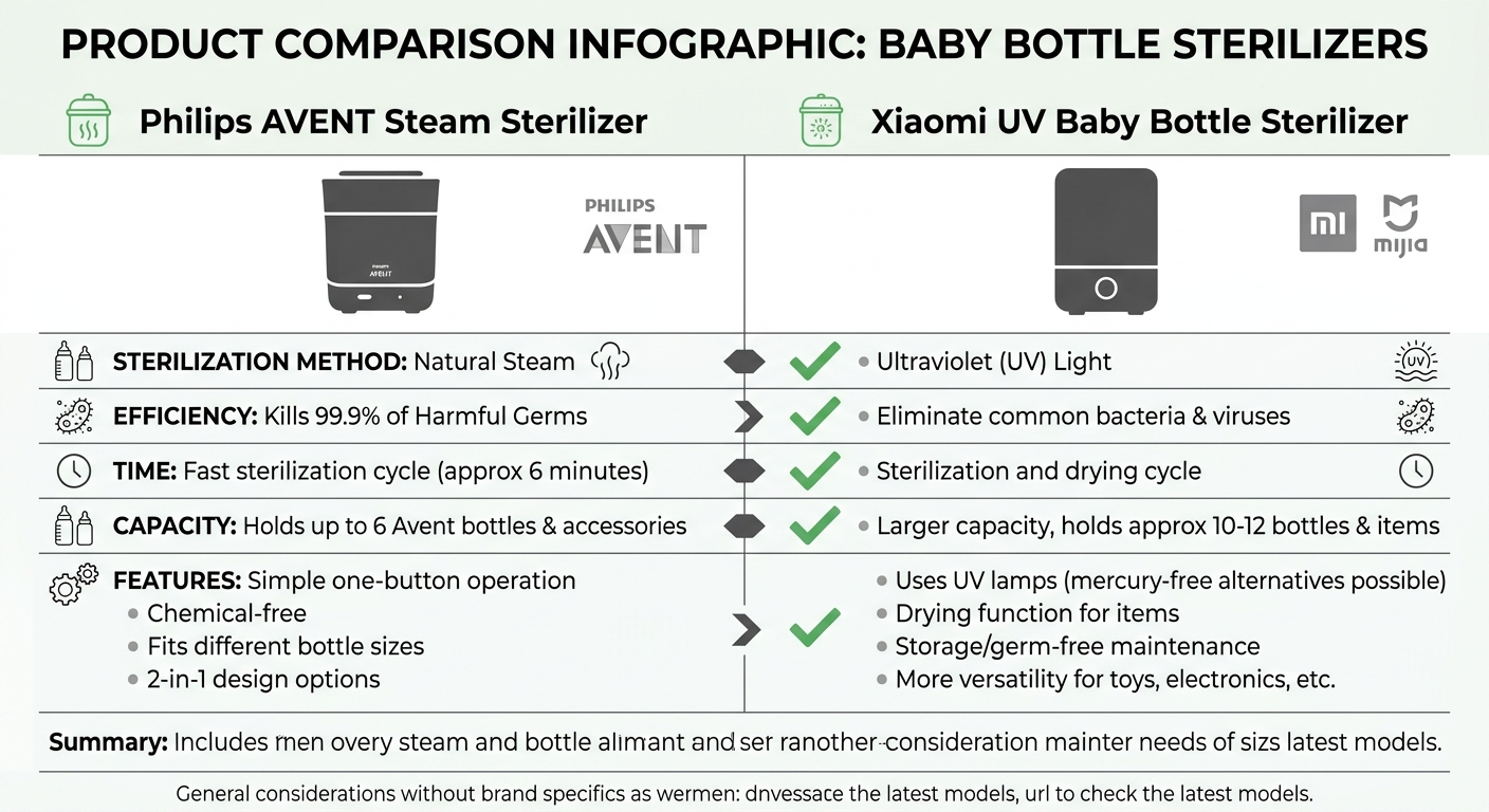 Philips AVENT Steam Sterilizer vs Xiaomi UV Baby Bottle Sterilizer 비교
