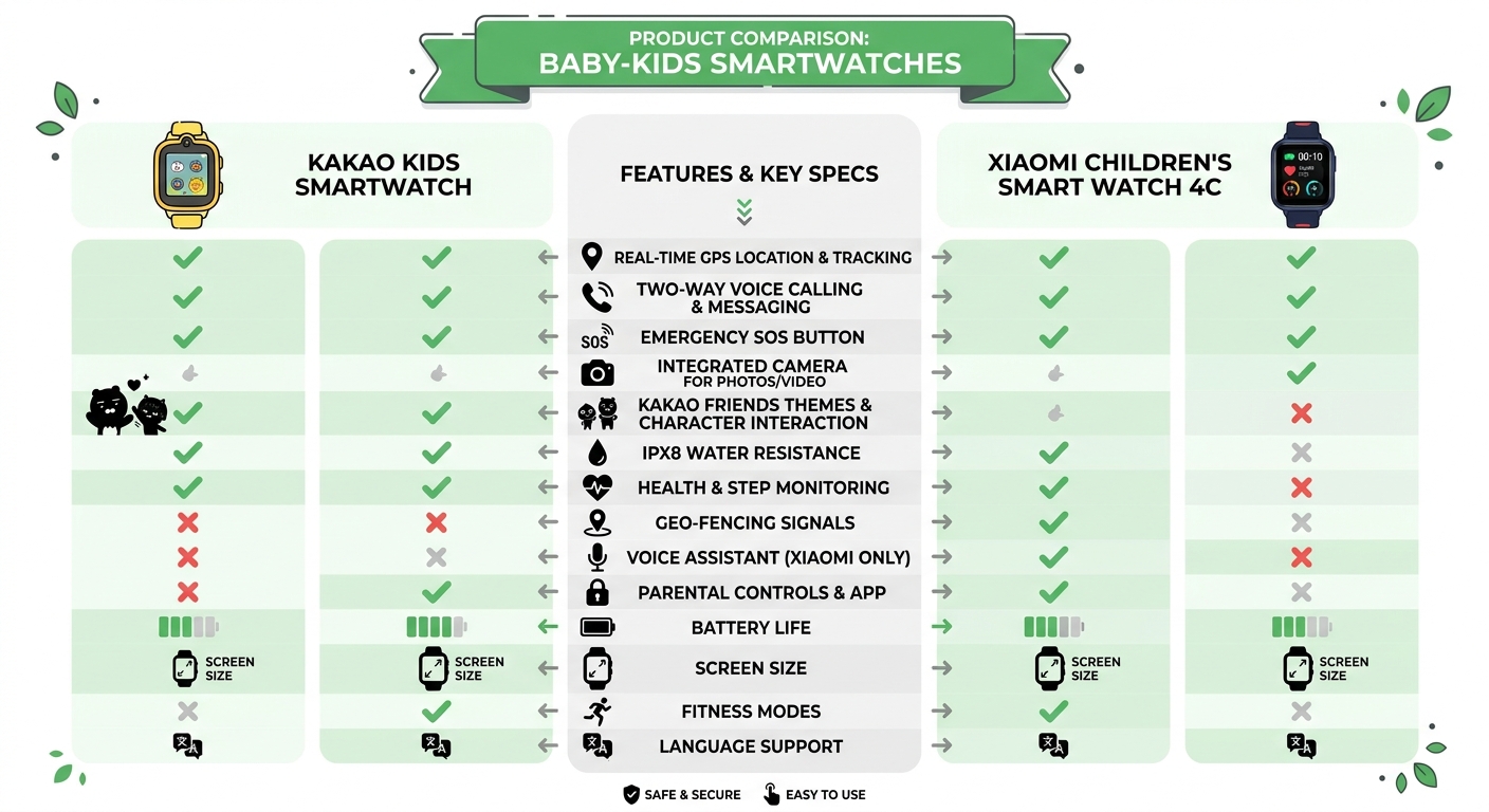 Kakao Kids Smartwatch vs Xiaomi Children's Smart Watch 4C 비교