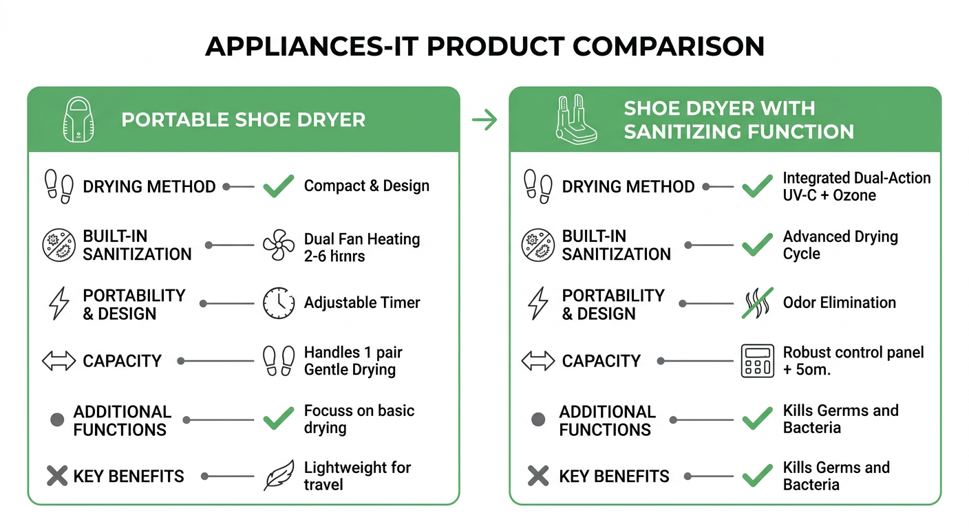 Portable Shoe Dryer vs Shoe Dryer with Sanitizing Function 비교