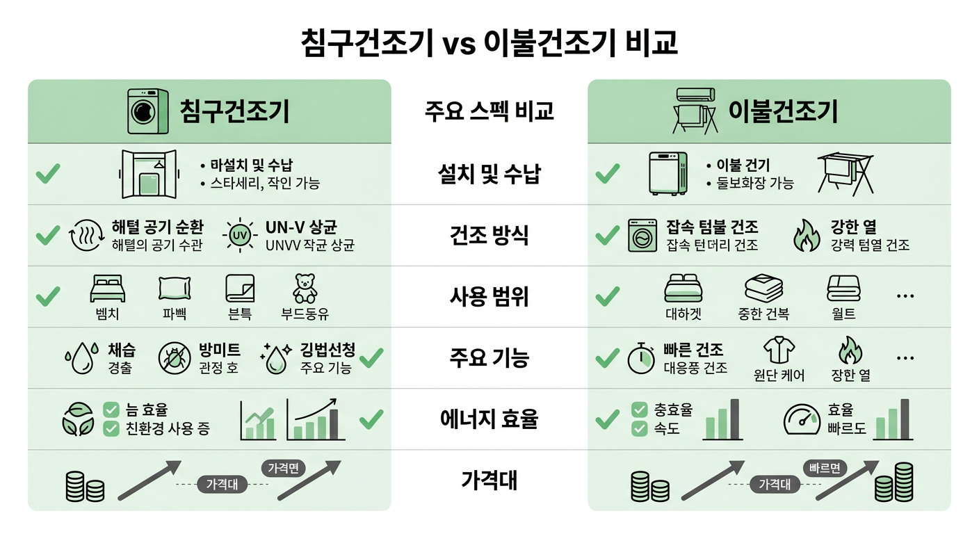 침구건조기 vs 이불건조기 비교