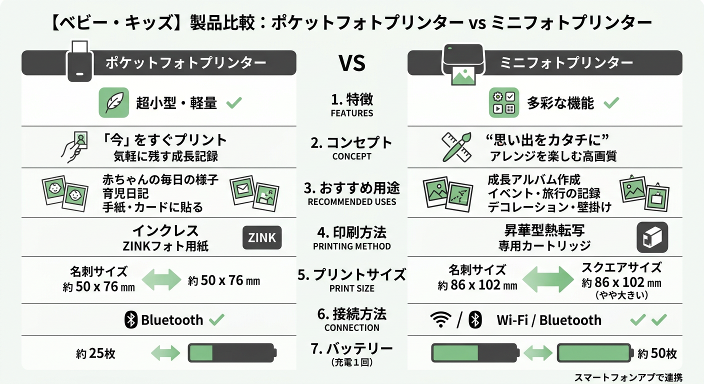 ポケットフォトプリンター vs ミニフォトプリンター 비교