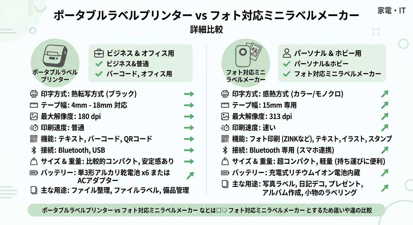 ポータブルラベルプリンター vs フォト対応ミニラベルメーカー 비교